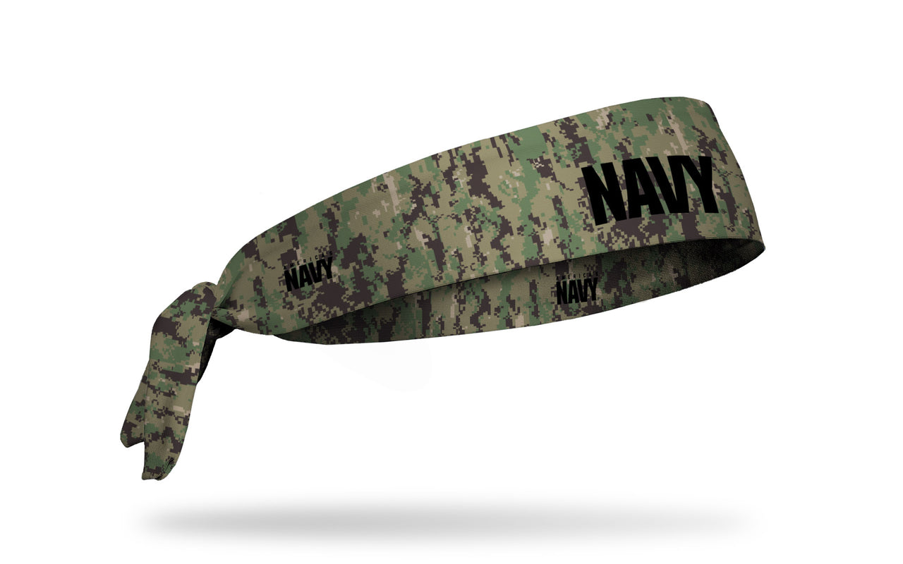 Navy: Wordmark Camo Flex Tie Headband
