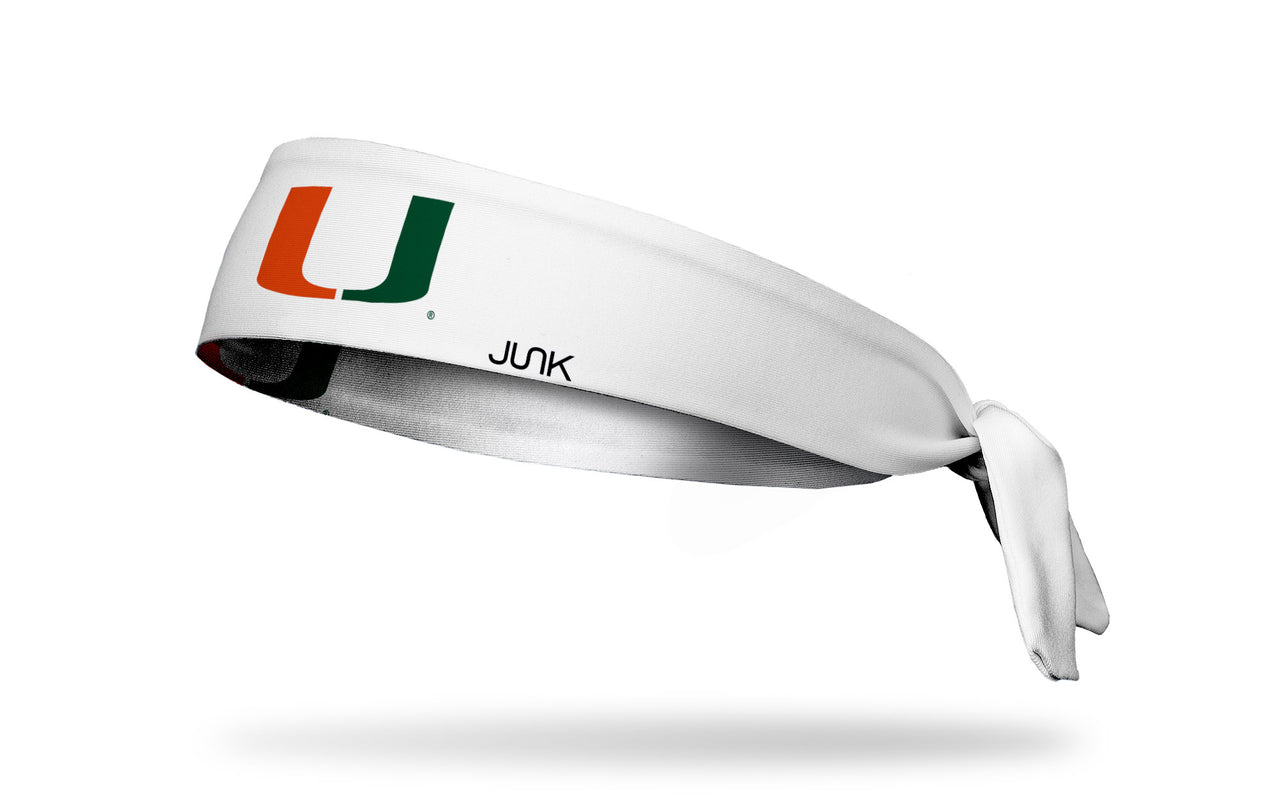 University of Miami: Logo White Flex Tie Headband