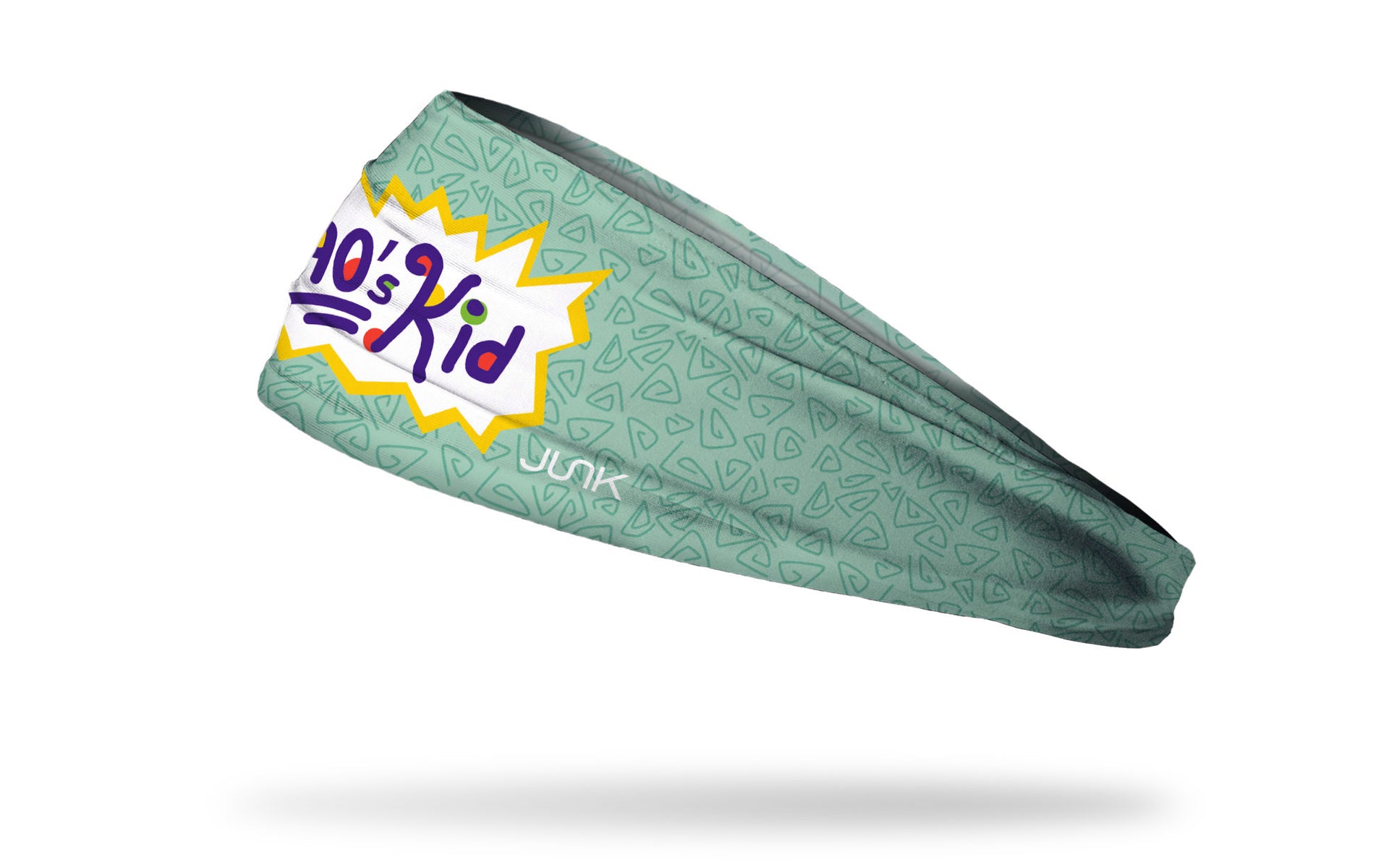 90's themed blue mint colored headband with Rugrats word bubble 90's Kid saying