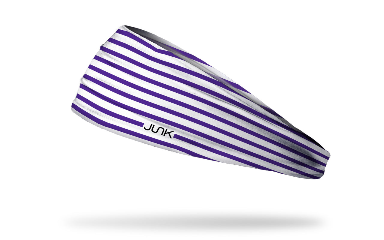 purple and white striped headband