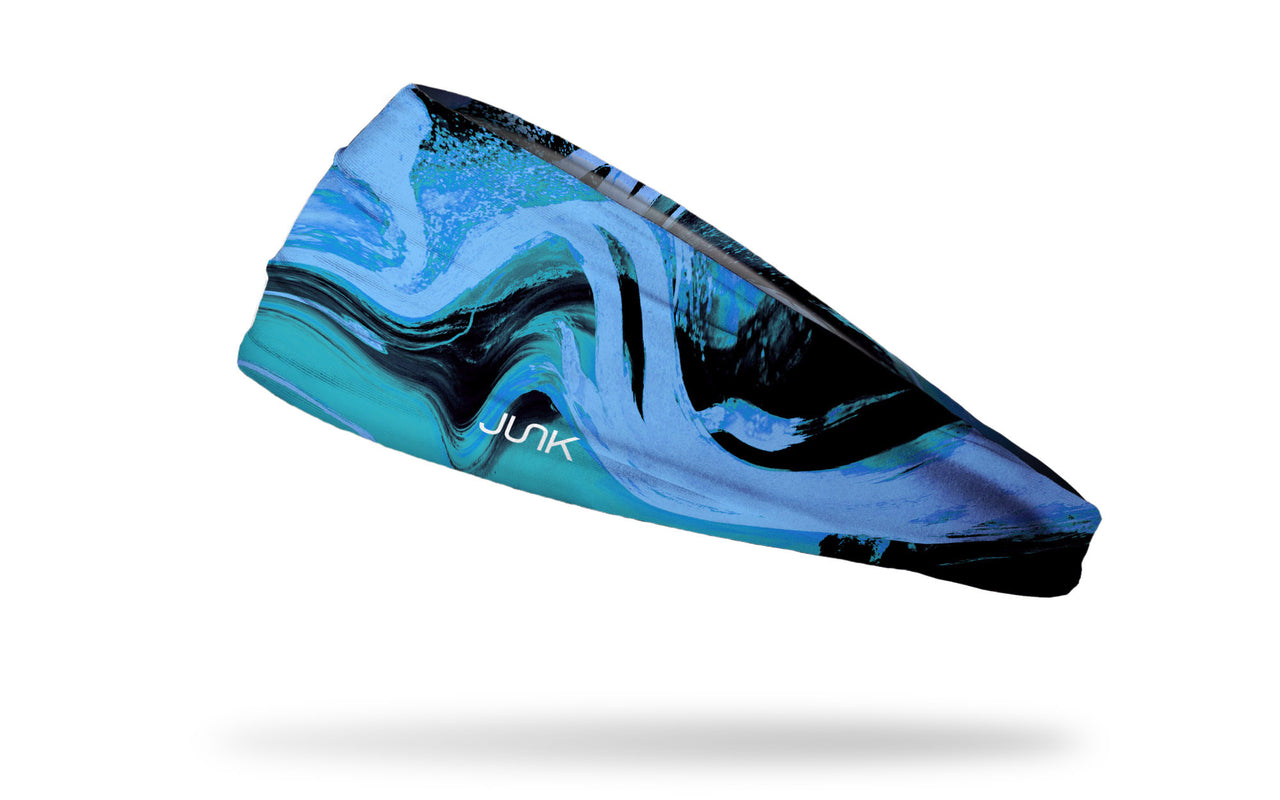 blue green black swirl headband