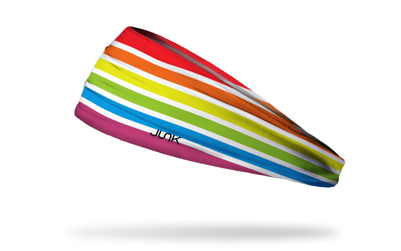 rainbow themed headband with red, green, blue, indigo, violet