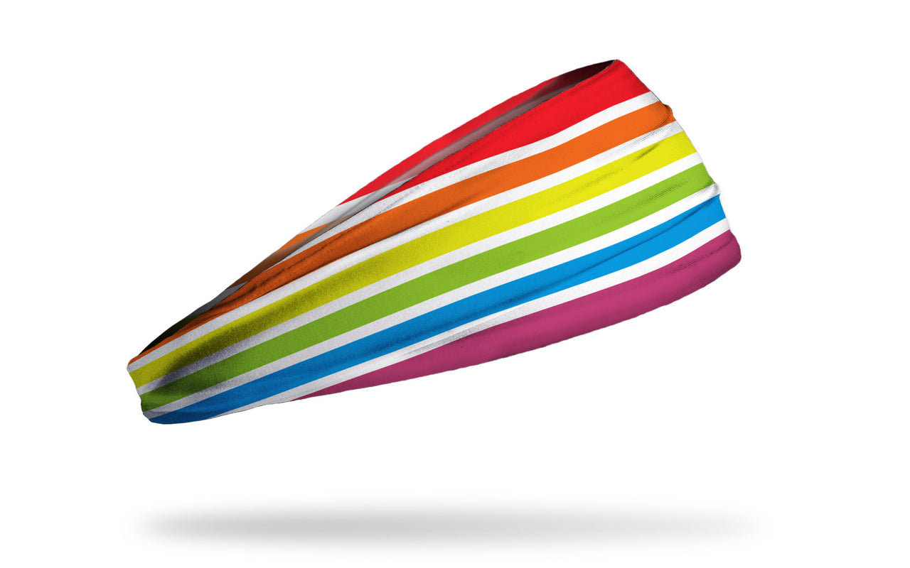 rainbow themed headband with red, green, blue, indigo, violet