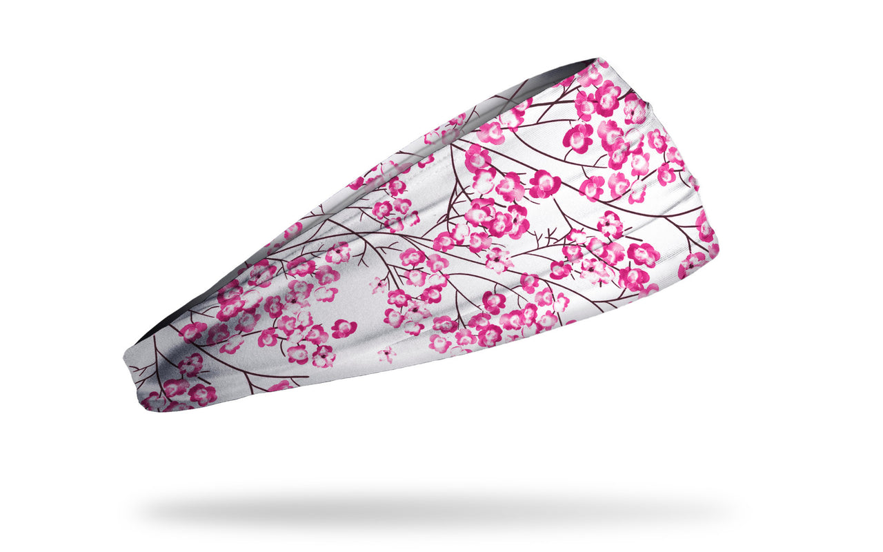 white headband with pink floral cherry blossom print