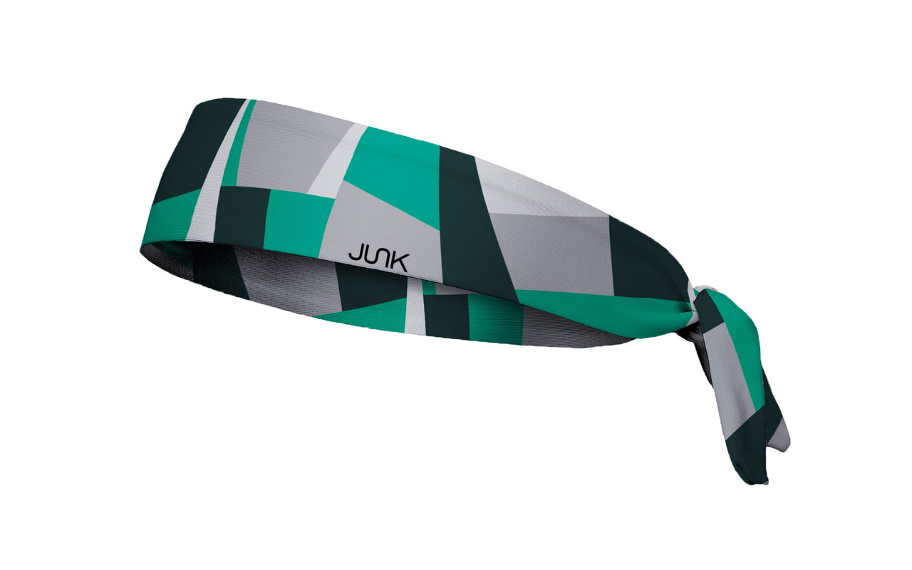 colorful color block headband in black teal blue and grey