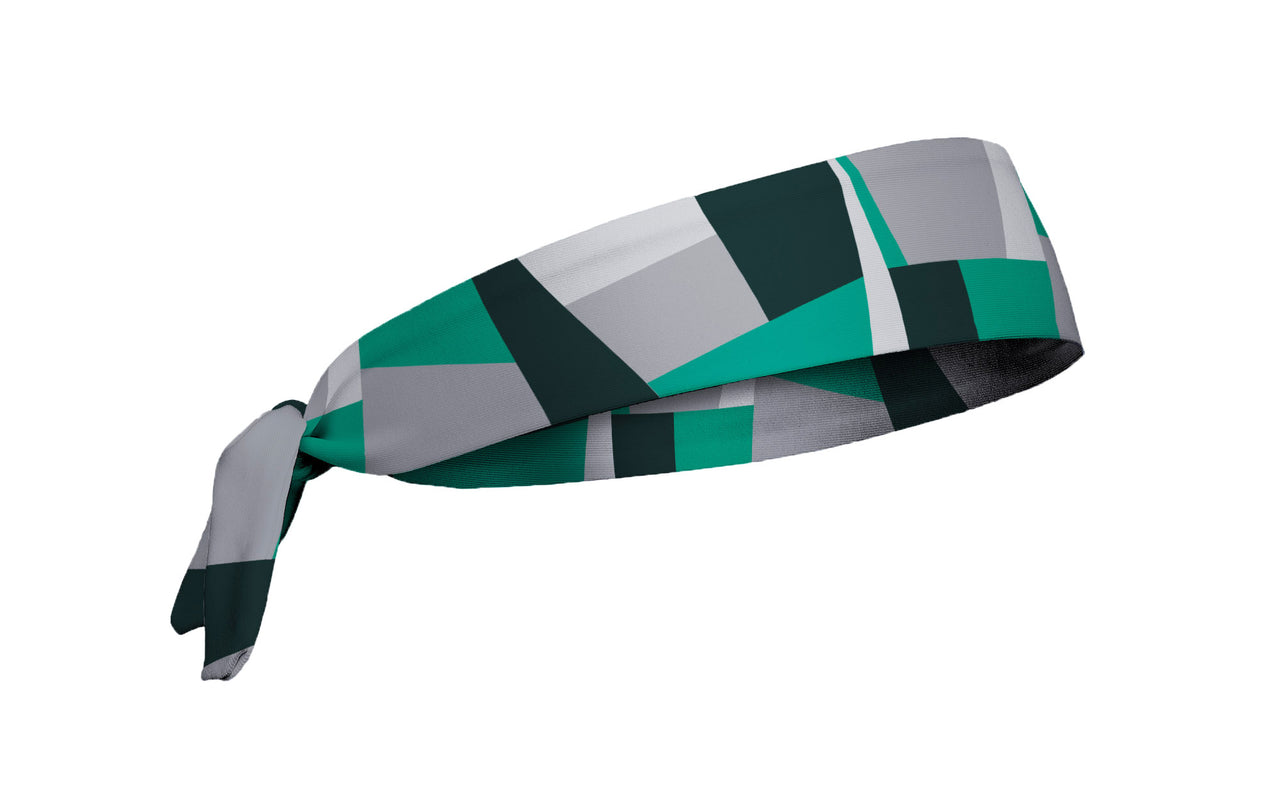 colorful color block headband in black teal blue and grey