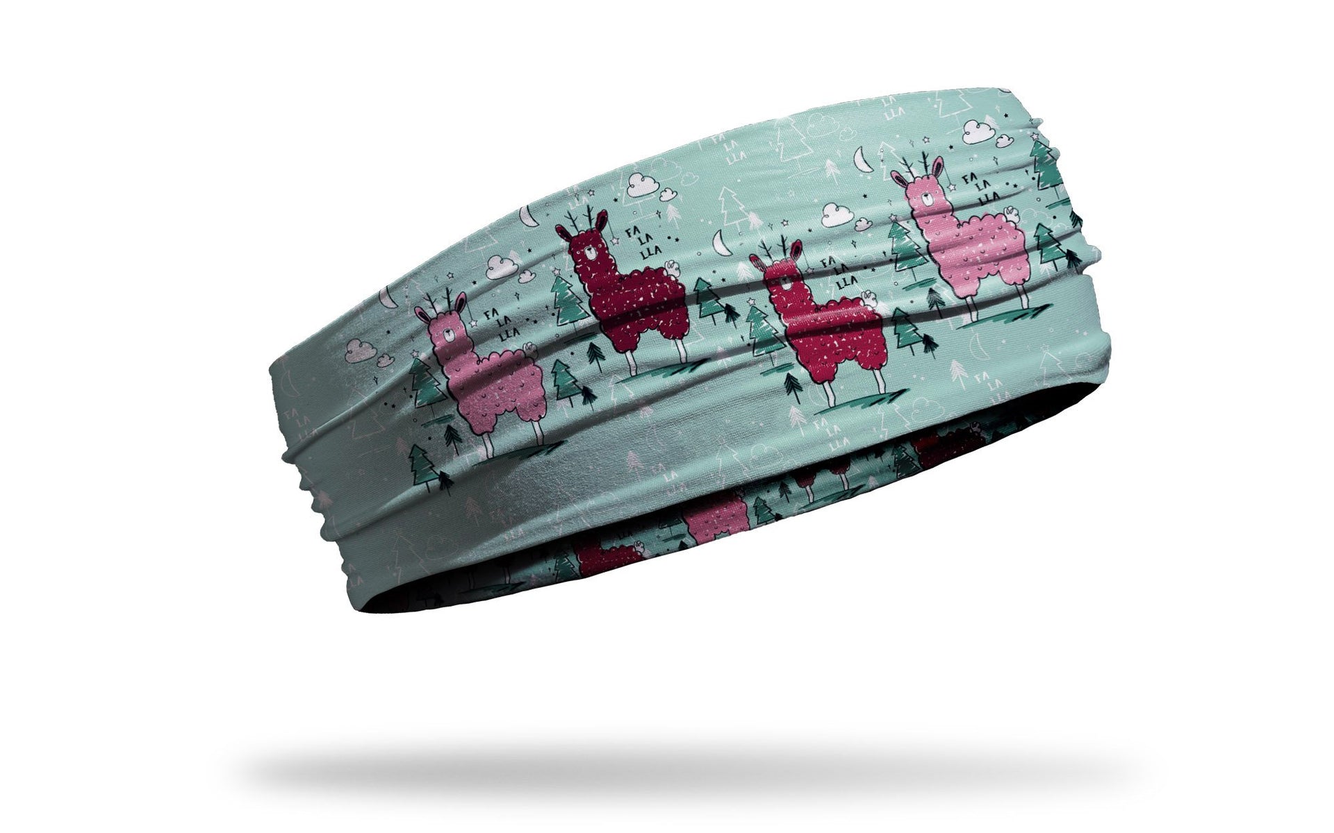 colorful llamas on a snow background in a repeating pattern