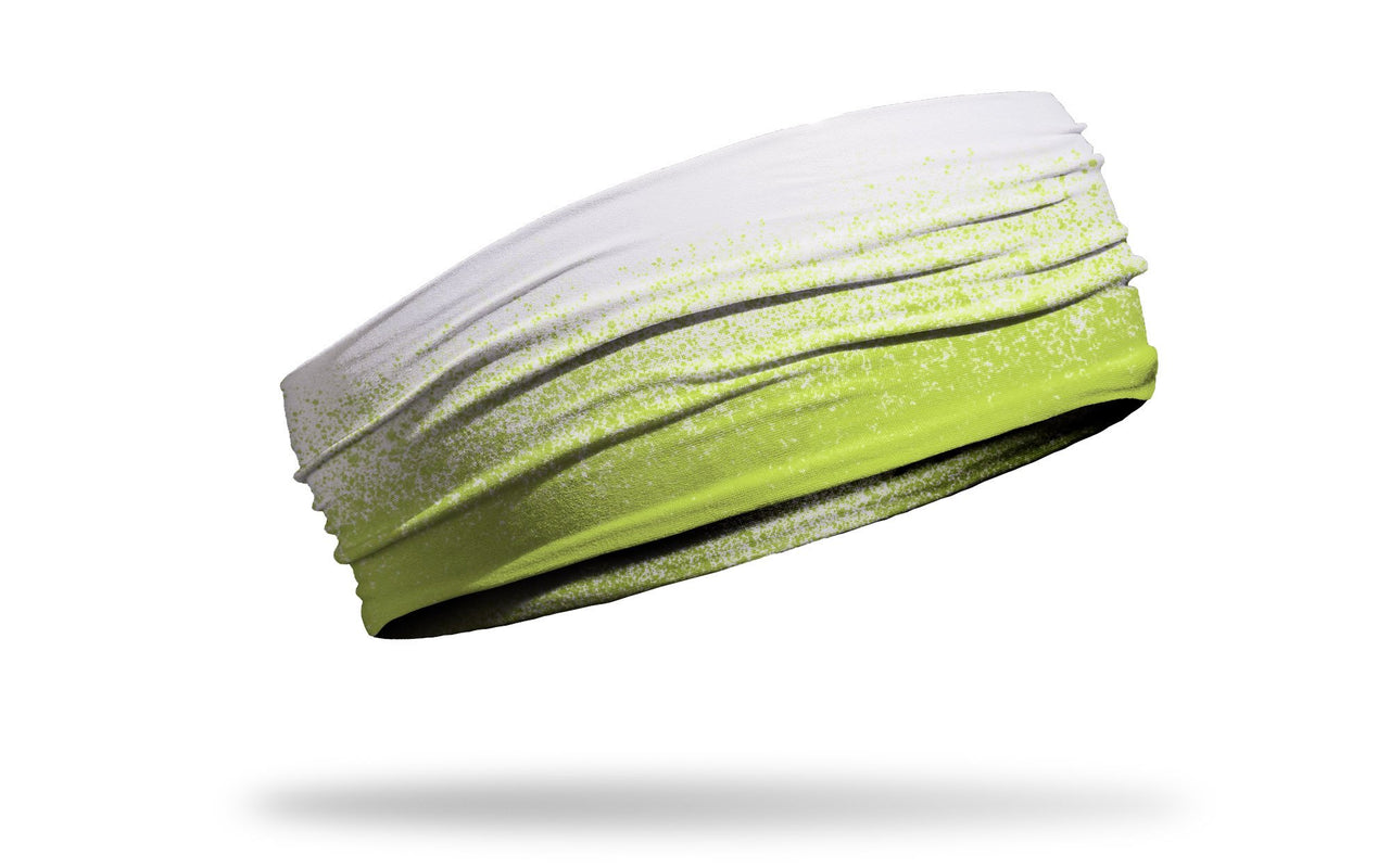 white headband with dapple grain gradient in neon yellow green