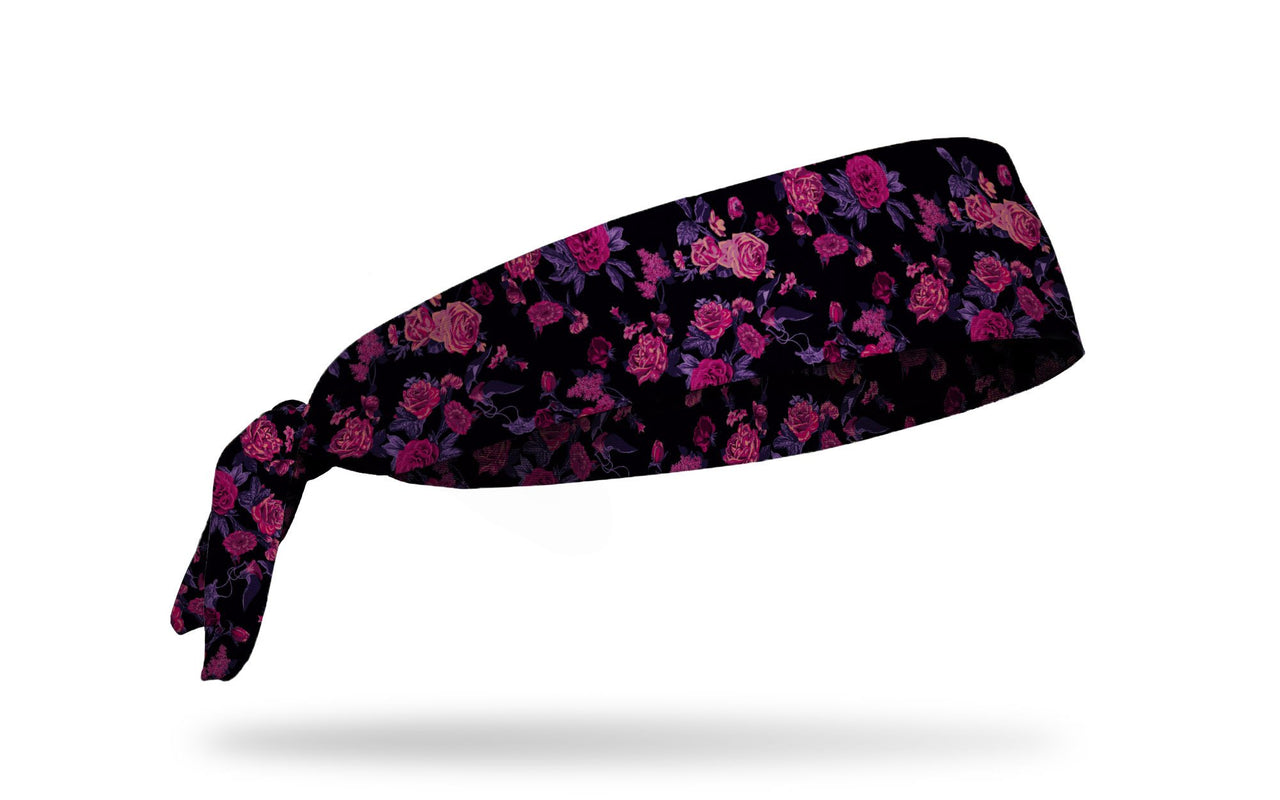black headband with repeating pattern of flowers roses posies