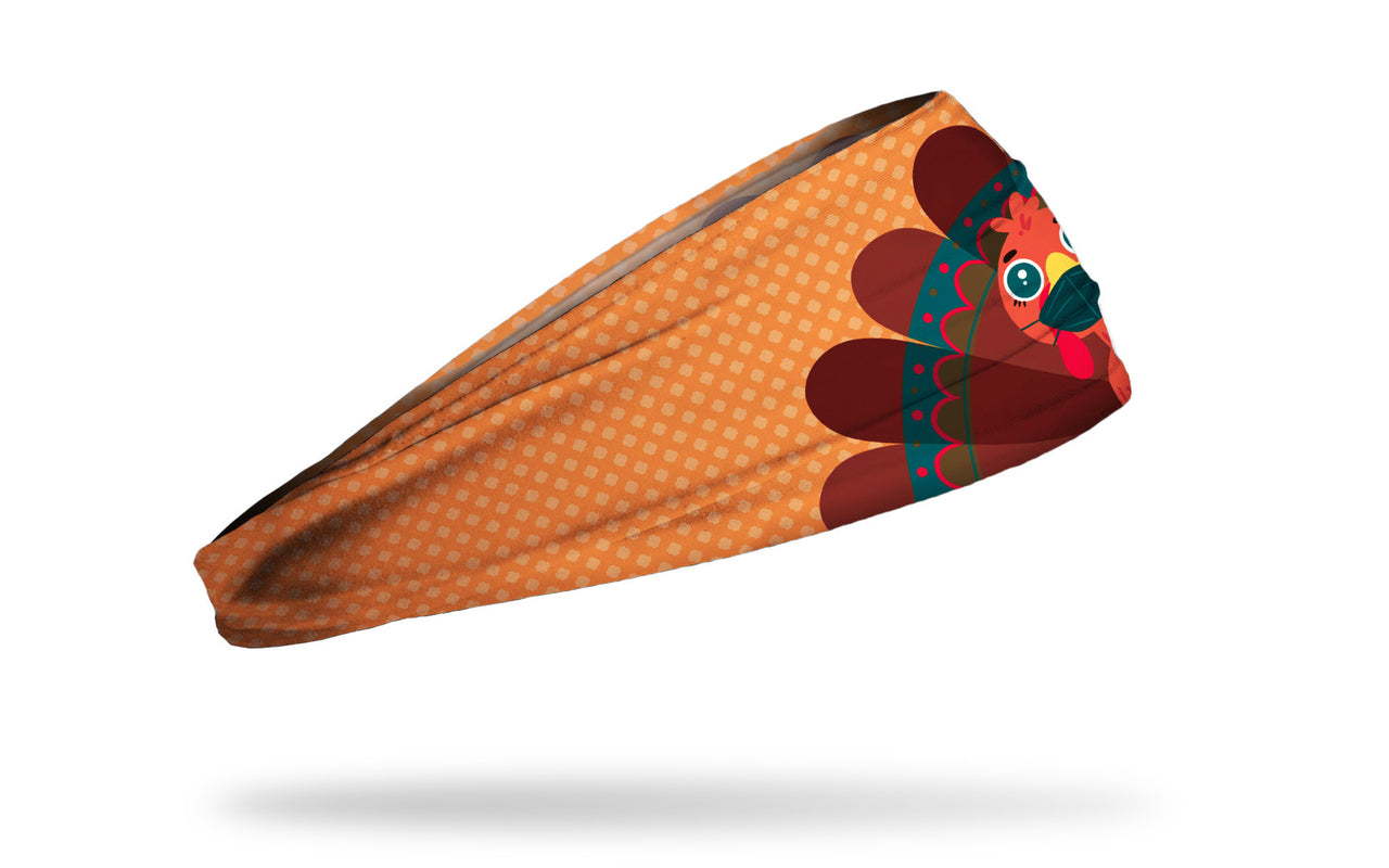 Fall / Thanksgiving themed headband with a Tom Turkey wearing a face mask
