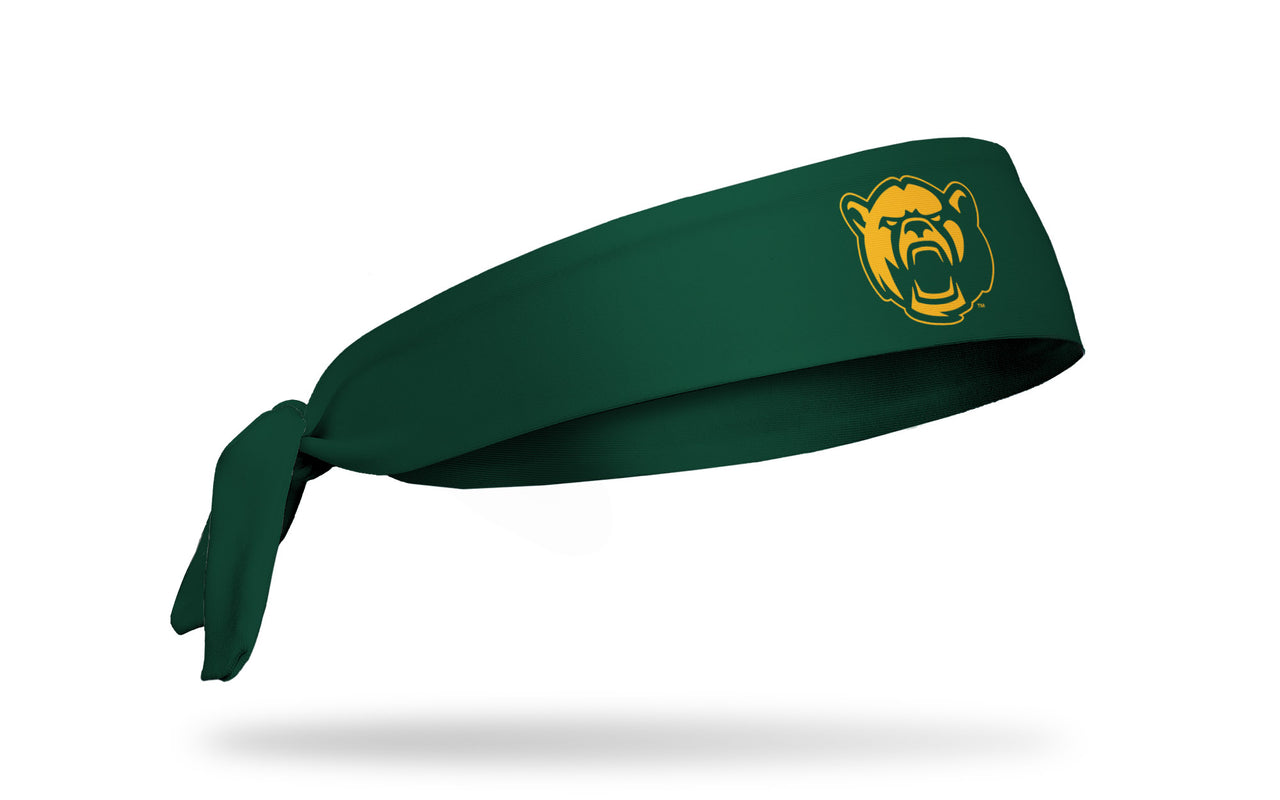 green headband with Baylor University bear mascot logo in gold