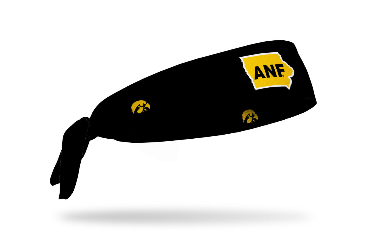 University of Iowa: ANF Logo Black Flex Tie Headband