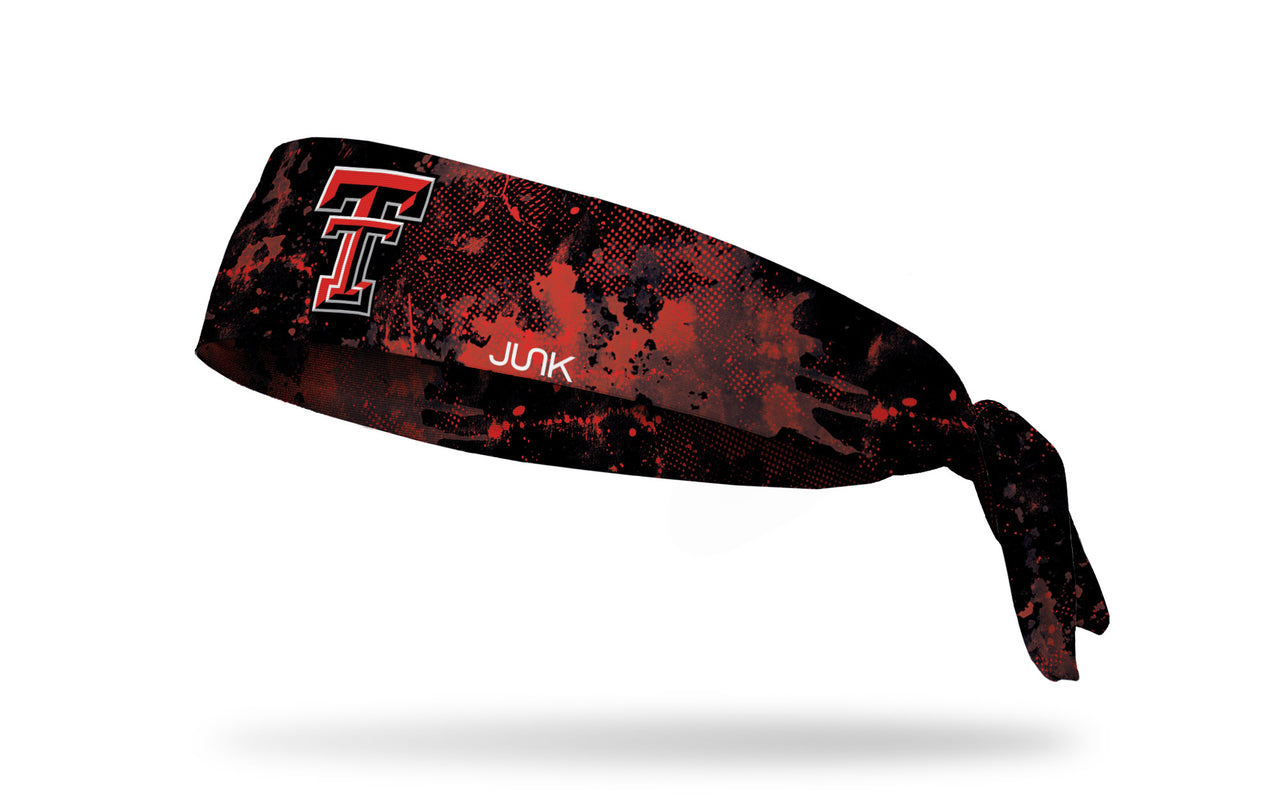 black headband with red grunge overlay and Texas Tech University T T logo in red white and black