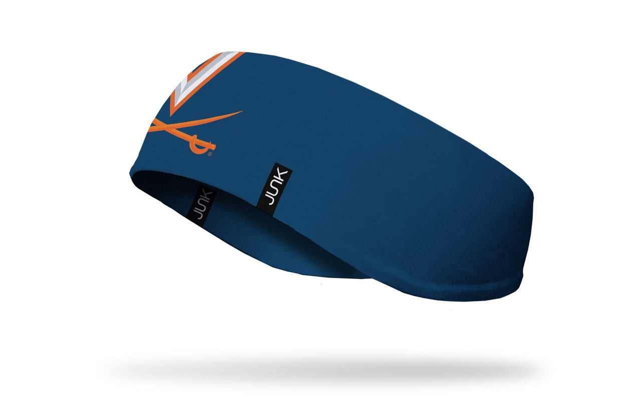 navy ear warmer with University of Virginia V-Sabre logo
