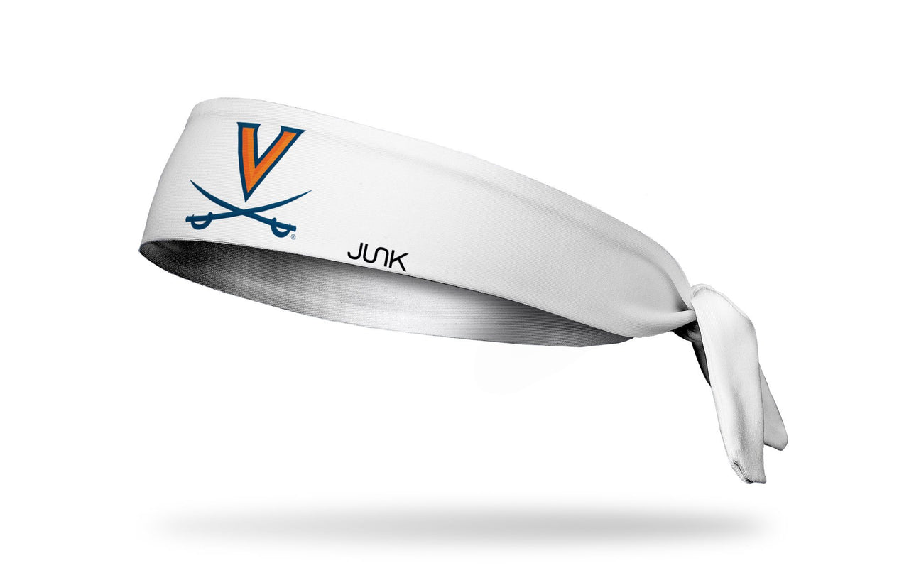 white headband with University of Virginia V-Sabre logo
