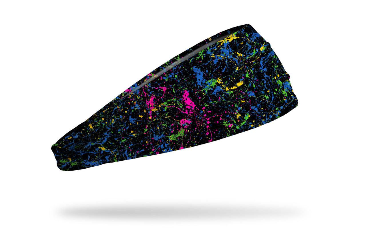 colorful black and multicolored paint splattered heaband