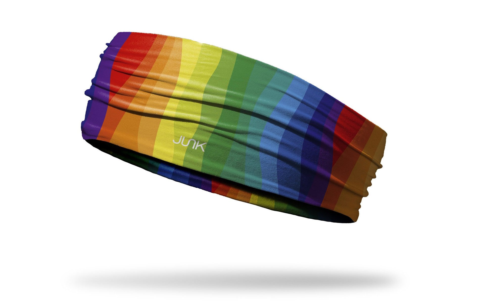 rainbow themed headband with red green blue indigo and violet wavy stripes