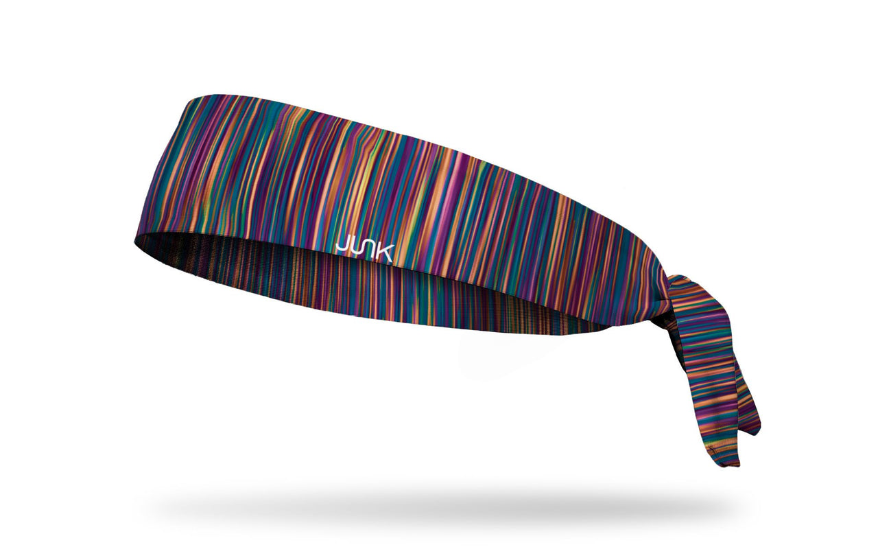 bright neon colored headband with pink blue yellow lines