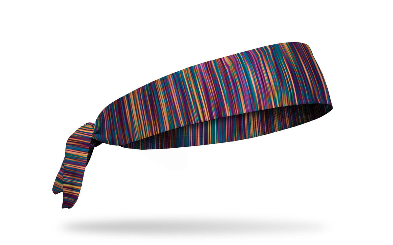 bright neon colored headband with pink blue yellow lines