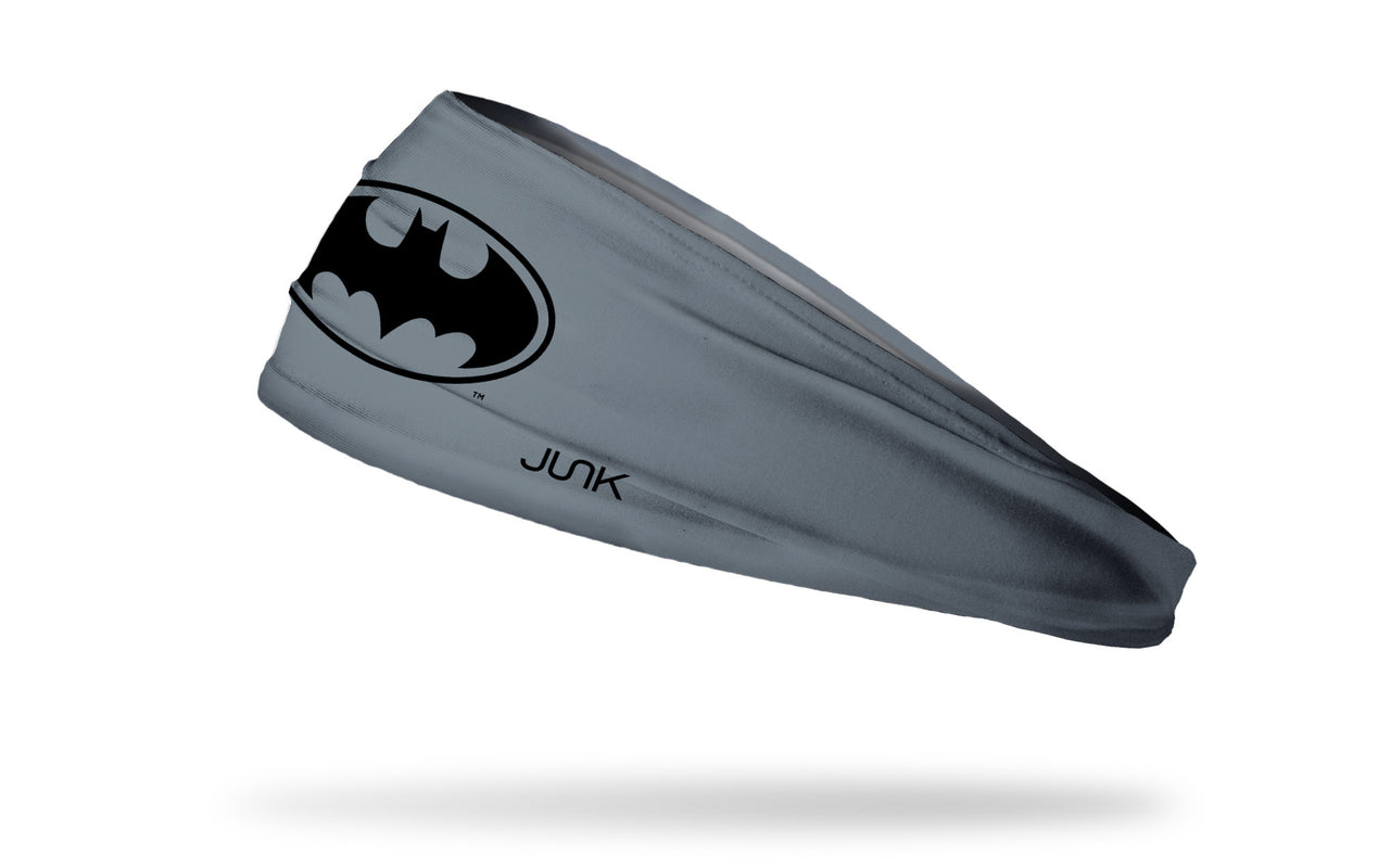 gray headband with Batman logo in black