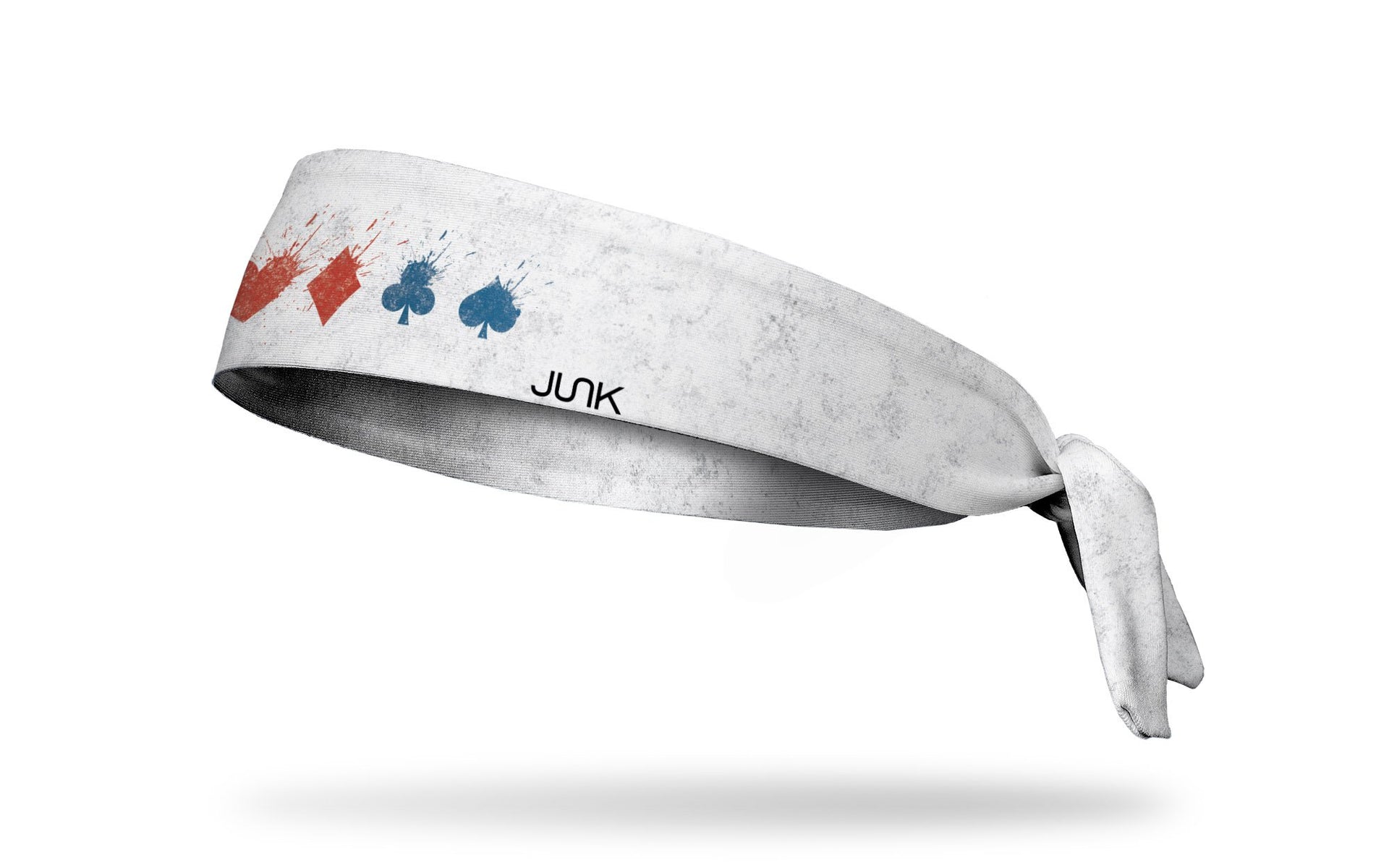 white headband with Harley Quinn full suit symbols that are exploding in blue and red