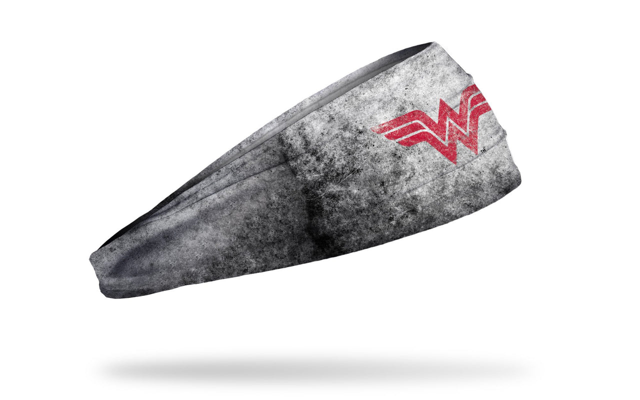 gray headband with black grunge overlay and DC Comics Wonder Woman logo in red