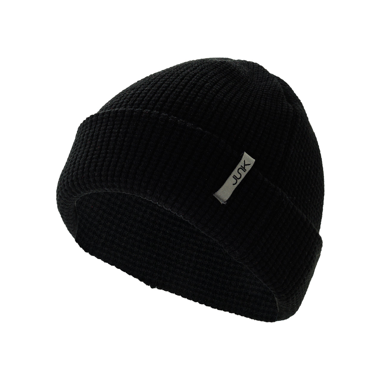 Black Waffle Knit Beanie