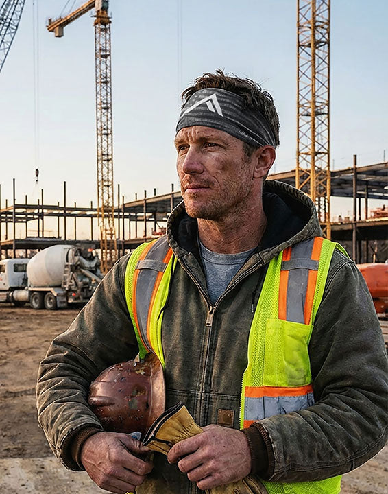 Construction worker wearing a JUNK headband