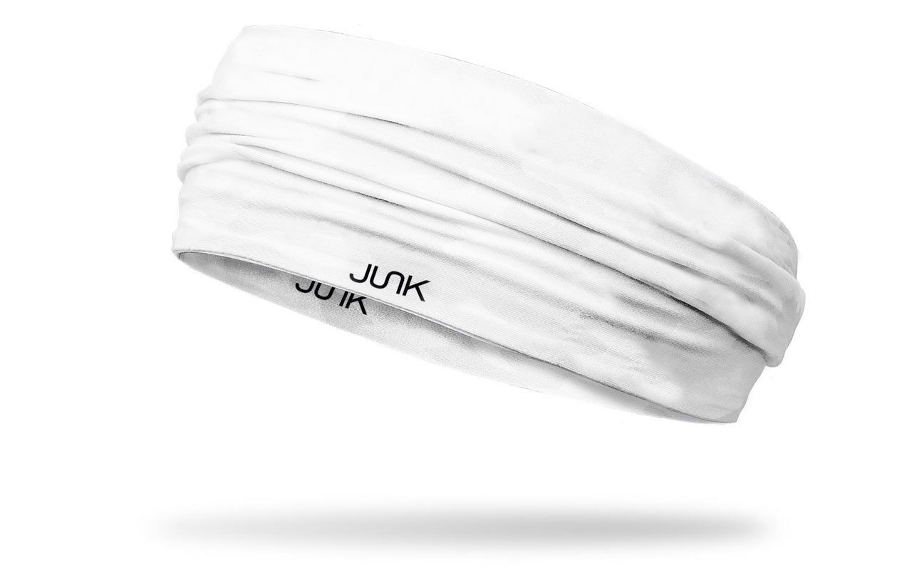 left side view of all white JUNK big bang headband
