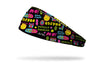 90's themed repeating pattern of chill pill furby sayings headband