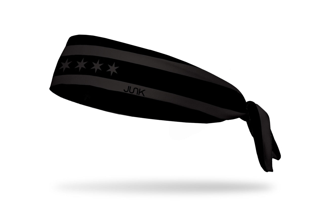 Chicago Flag Black and Charcoal Tie Headband