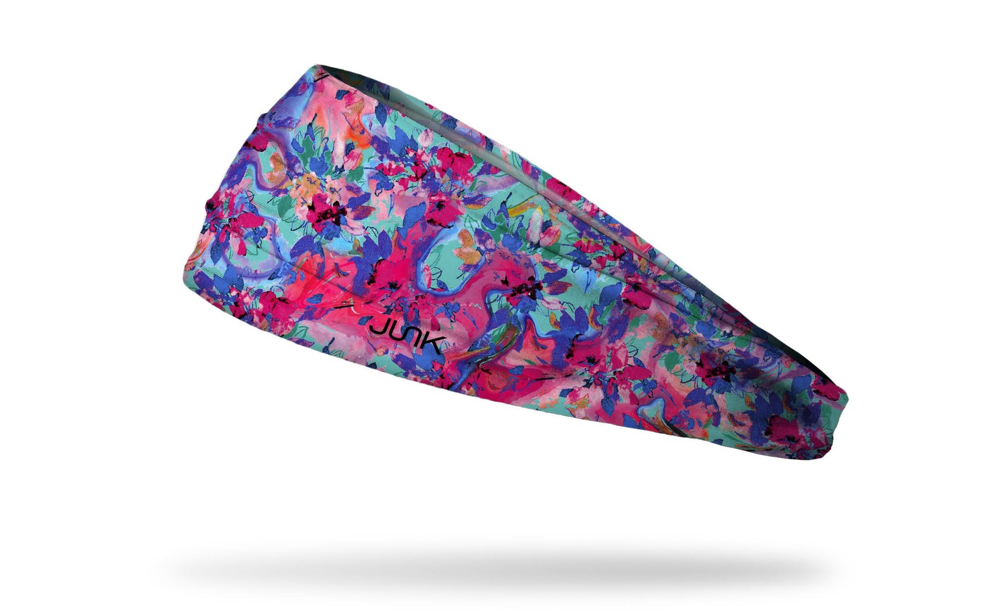 multicolored headband with overlapping flowers in bright colors