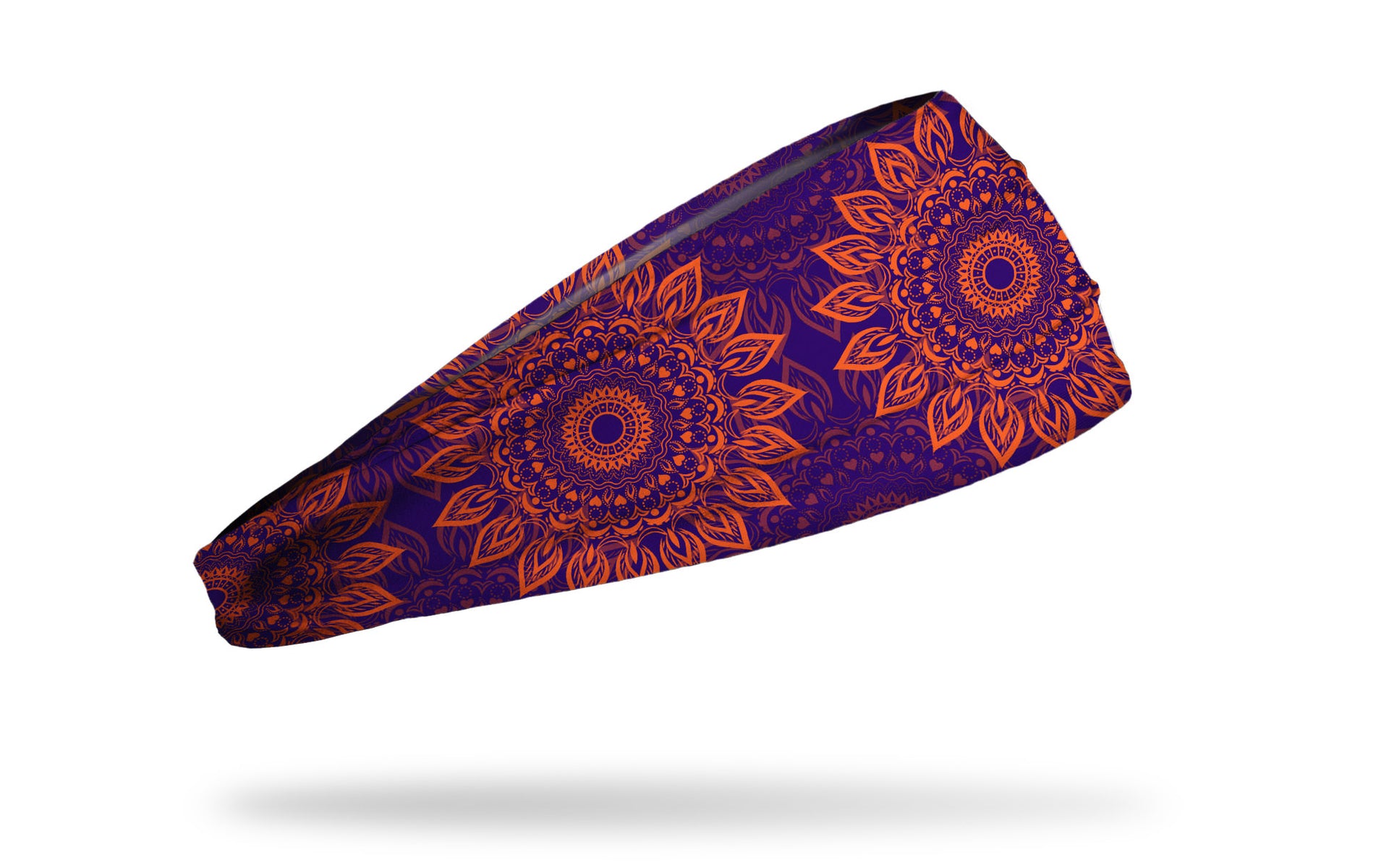 purple headband with orange mandala pattern