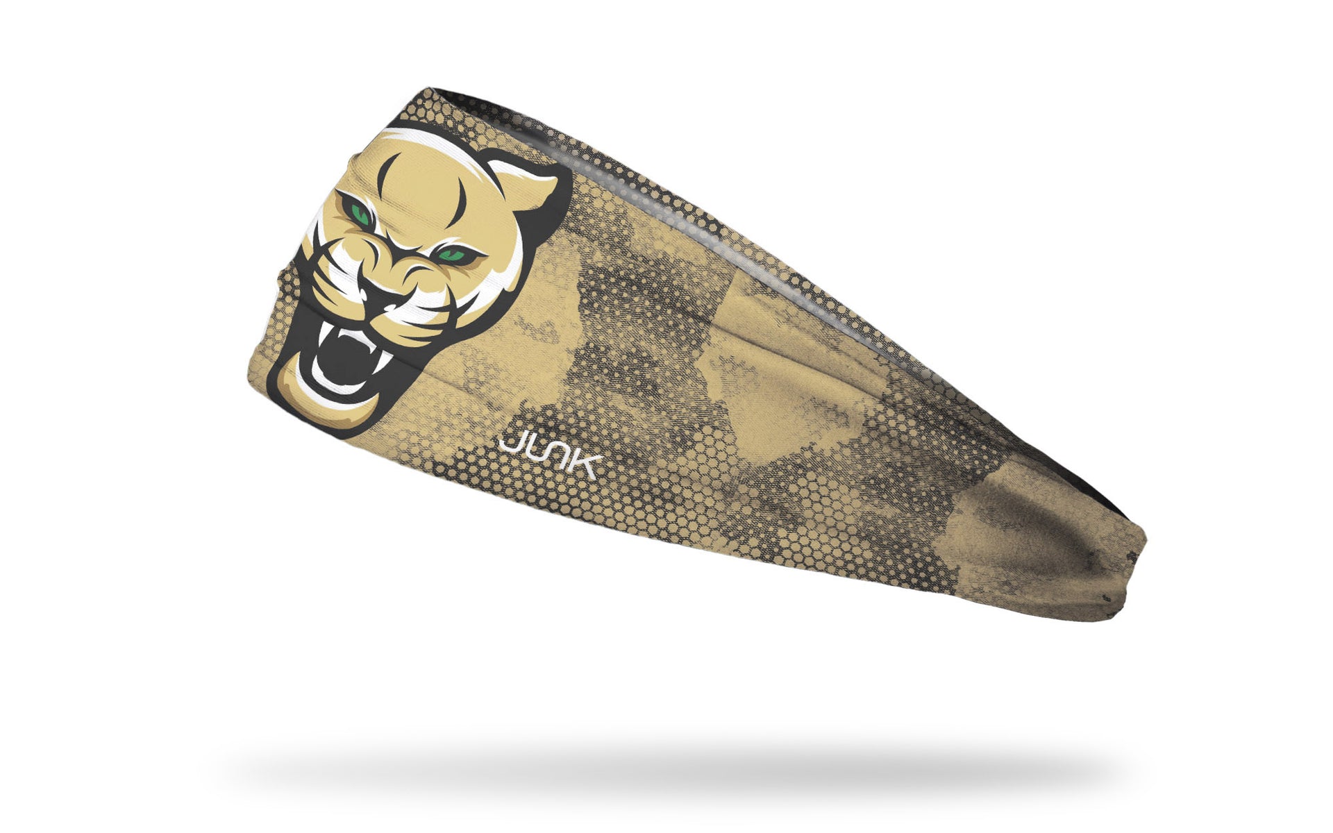 khaki headband with sand grunge overlay and generic cougar mascot in full color