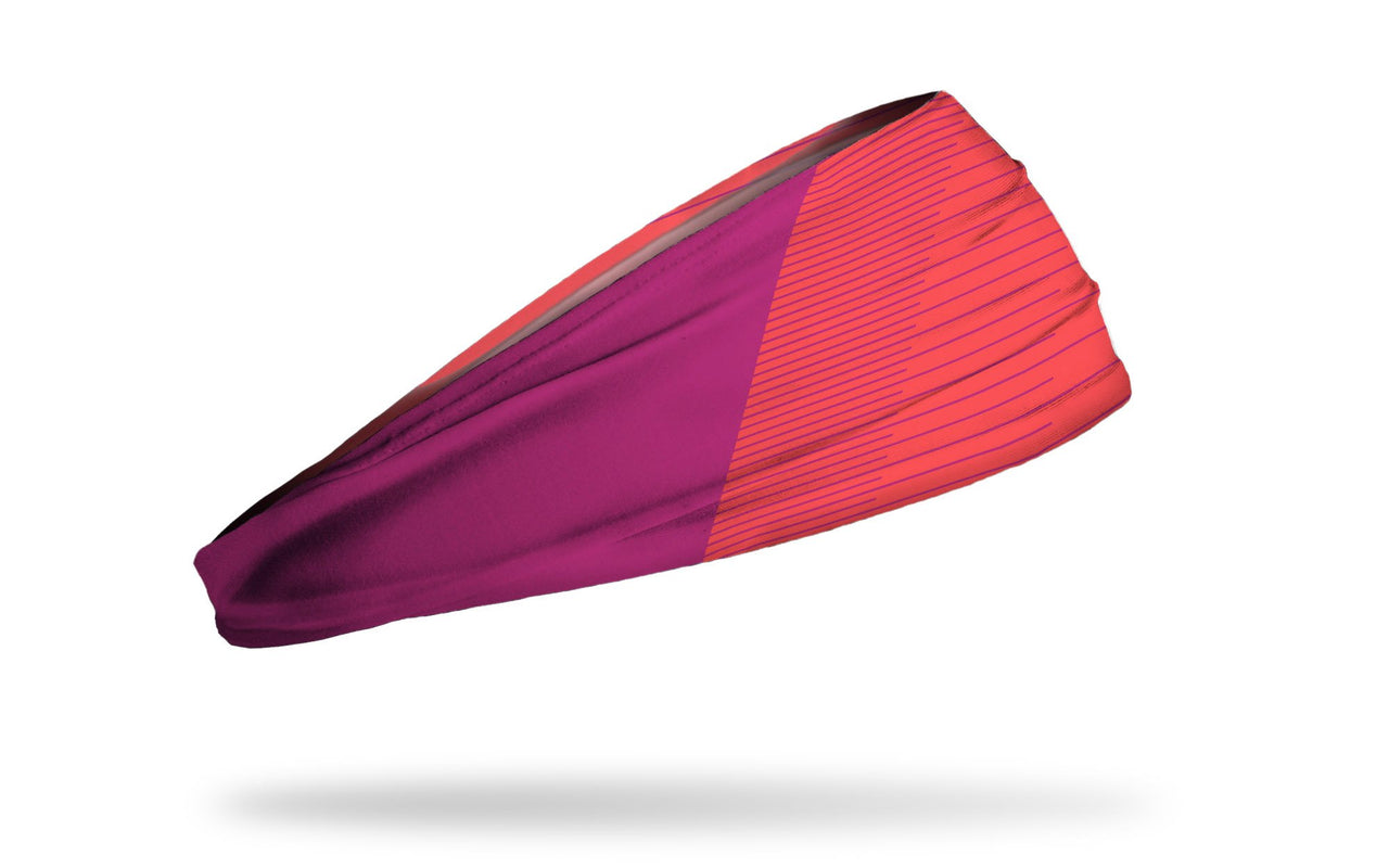 coral pink headband with purple speed print