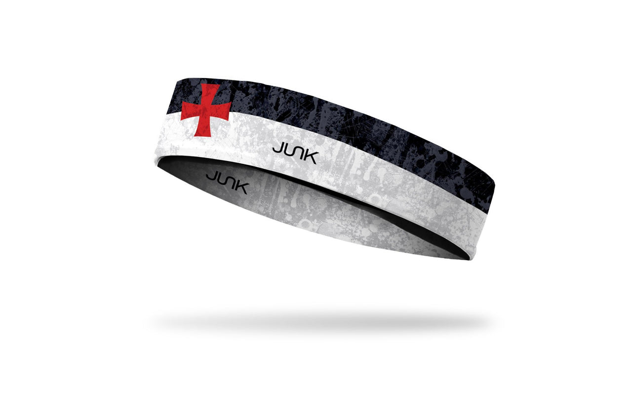 black and white headband with red templar cross