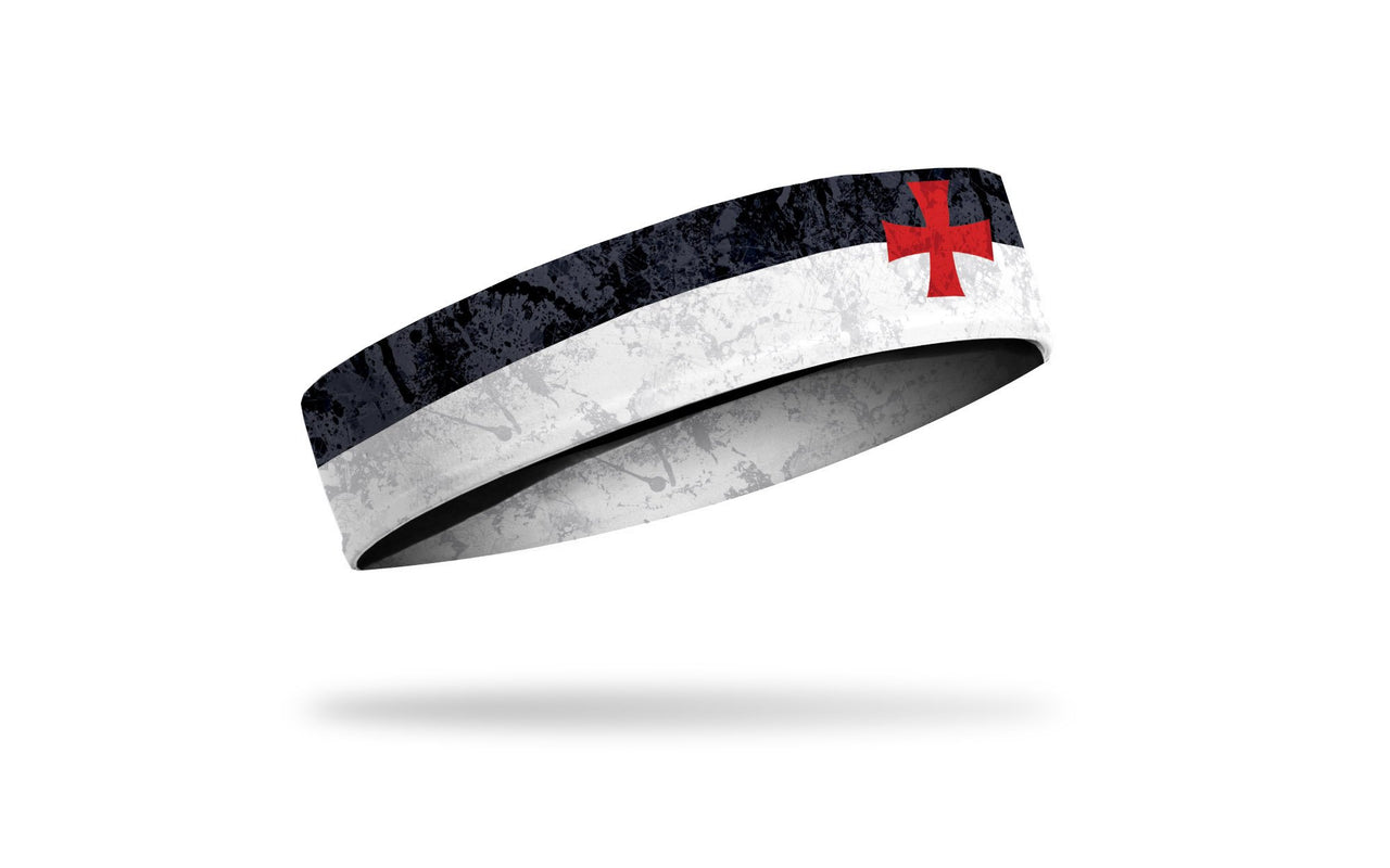 black and white headband with red templar cross