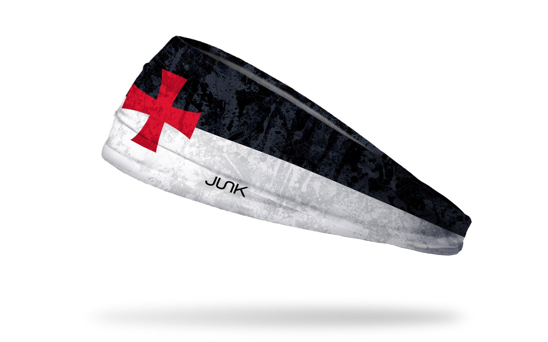 black and white headband with red templar cross