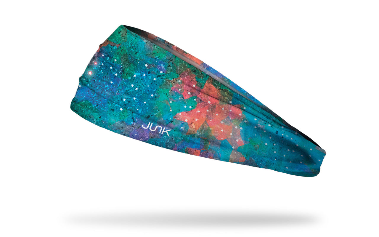Star Dancer themed colorful headband with stars, galaxies, constellations