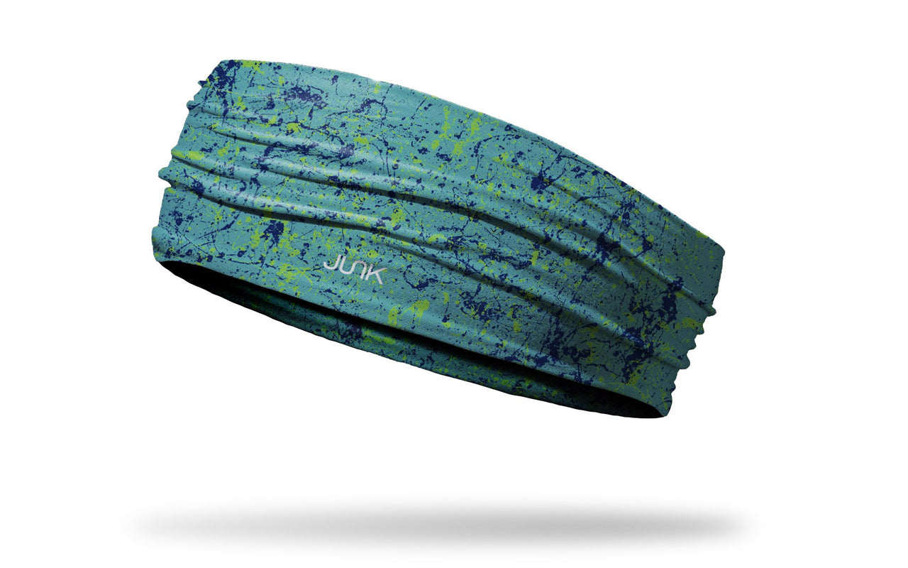 colorful teal and navy paint splatter headband