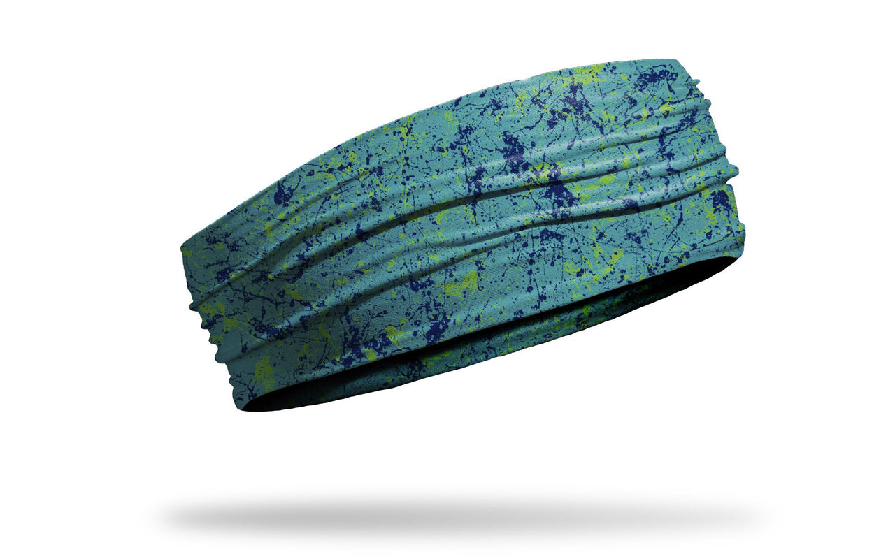 colorful teal and navy paint splatter headband