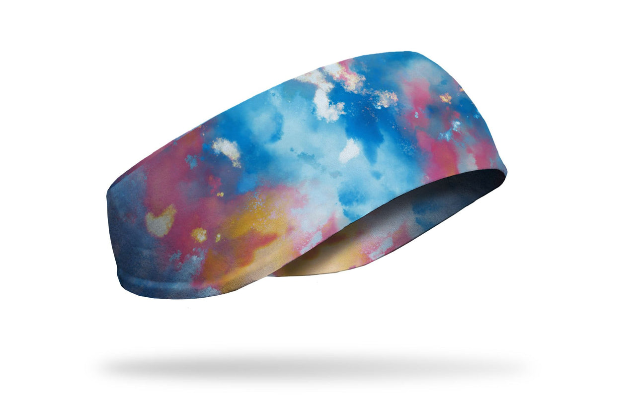 colorful pink blue gold and white watercolor ear warmer