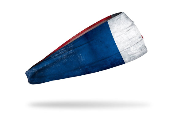 headband with traditional France flag design with grunge overlay