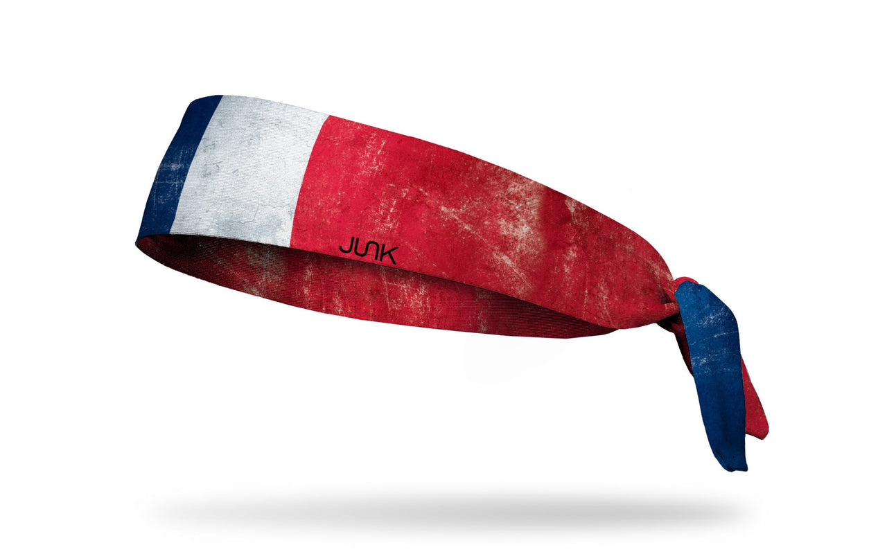 headband with traditional France flag design with grunge overlay