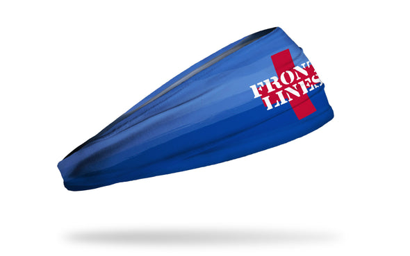 light blue to dark blue gradient medical themed headband with red cross and Front Lines wordmark