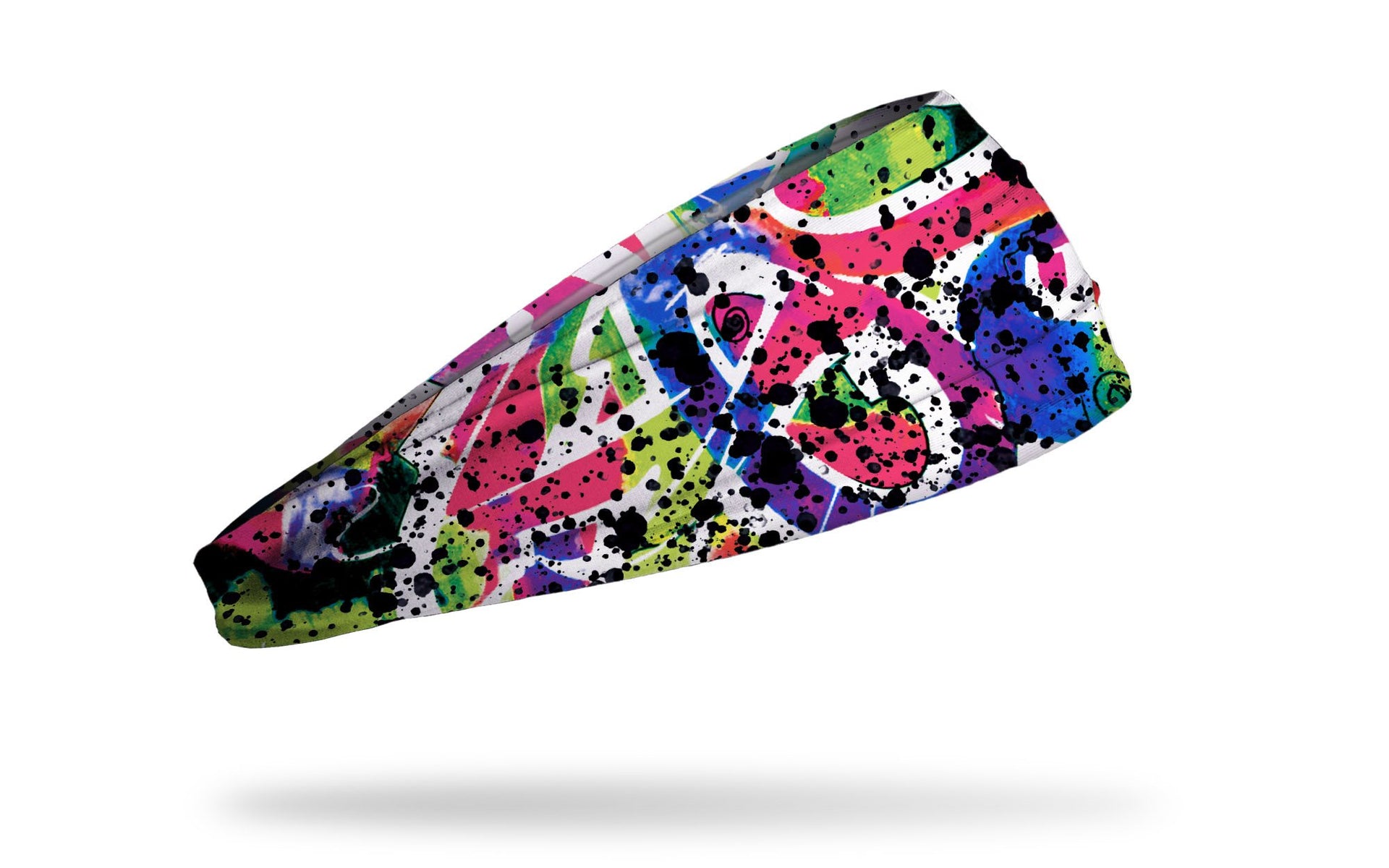 colorful graffiti headband with paint splatters