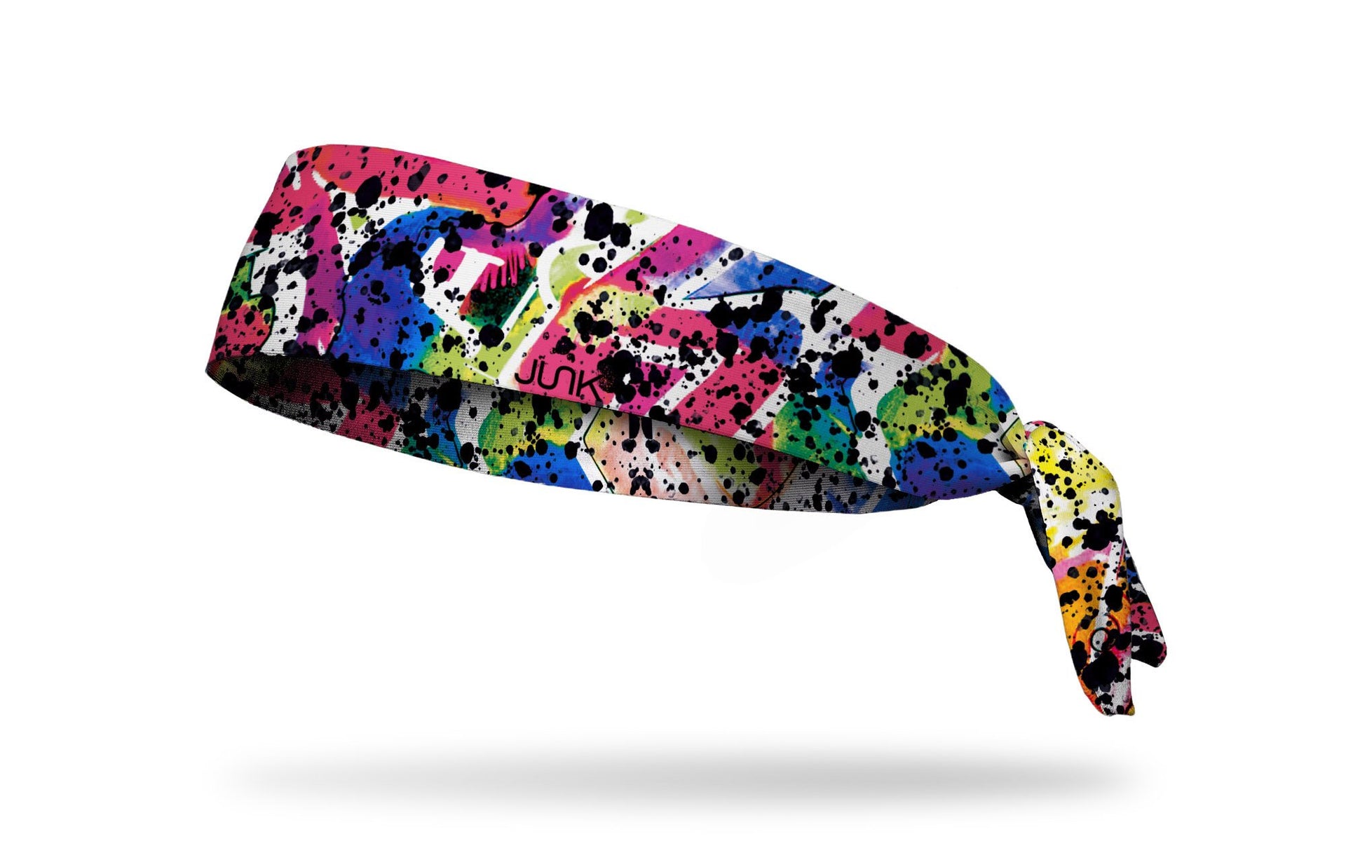 colorful graffiti headband with paint splatters
