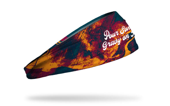 Fall / Thanksgiving themed headband with Pour Some Gravy on Me wordmark