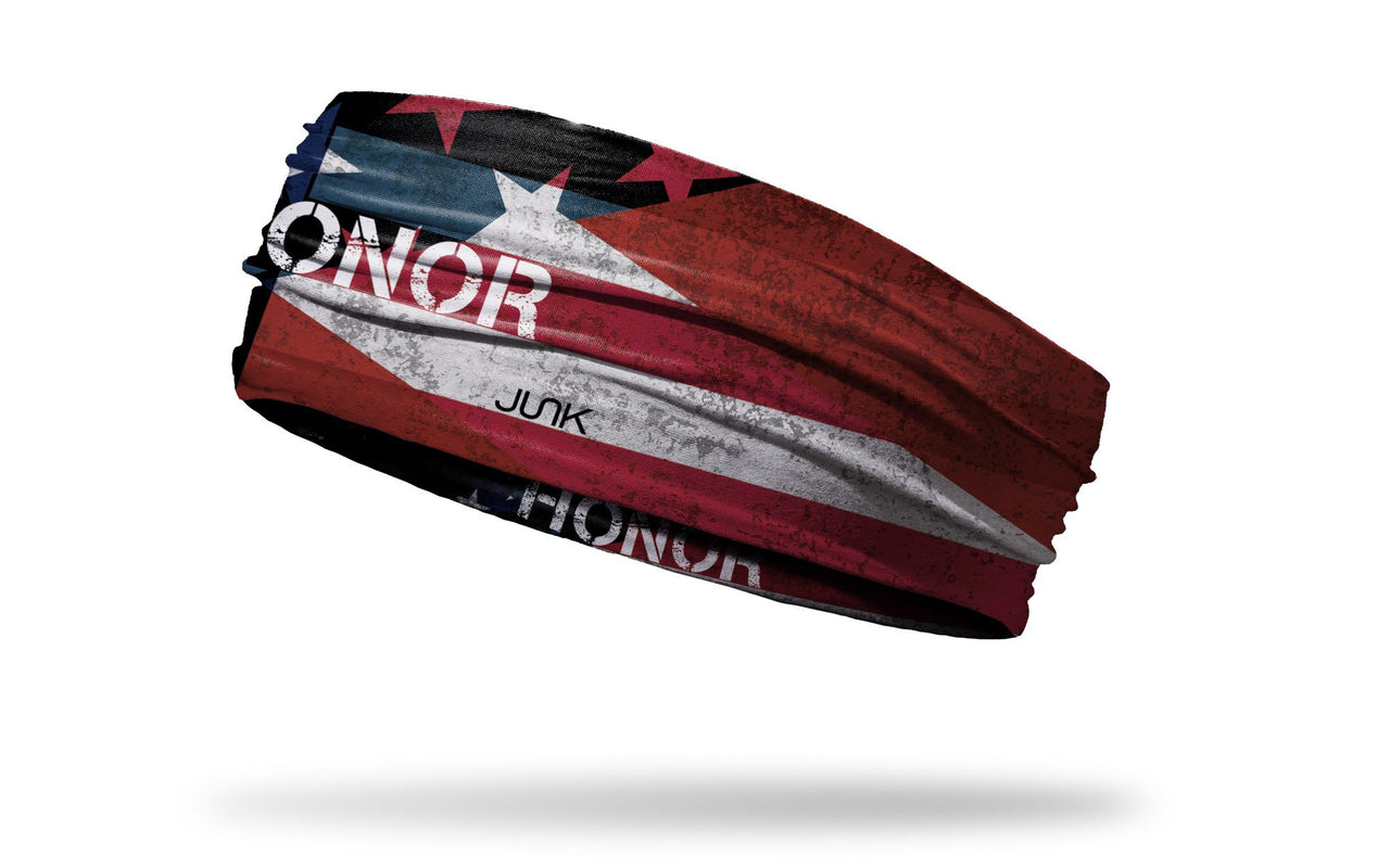 Memorial Day headband with Honor wordmark on American flag design