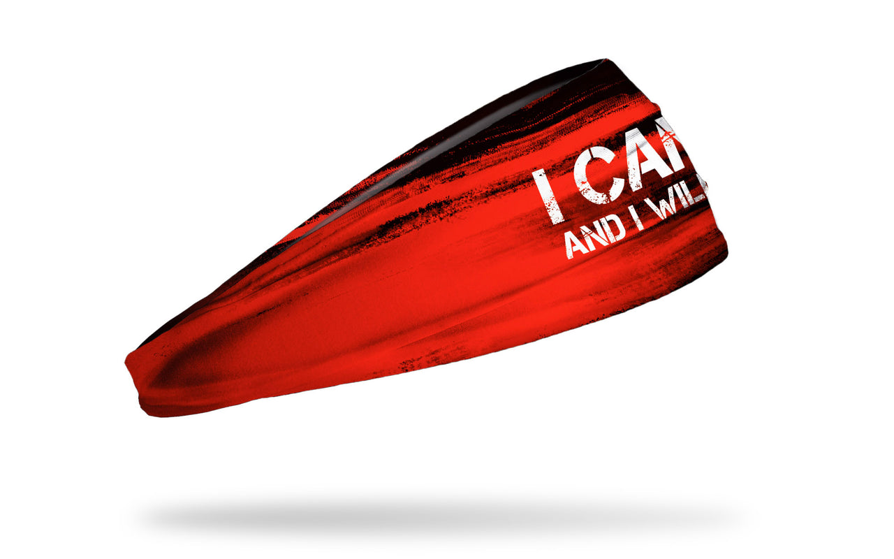 black and red headband with I Can and I Will wordmark in white